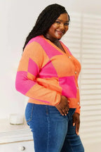 Checkered V-Neck Cardigan - Dropped Shoulder Style | Femstylo