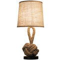 Metal Table Lamp American Retro Bedroom Fabric Craft Hemp Rope Pi-Mart