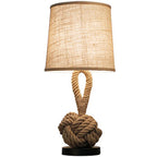 Metal Table Lamp American Retro Bedroom Fabric Craft Hemp Rope Pi-Mart