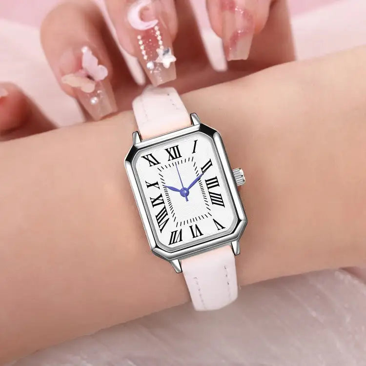 Artistic Silver Case Square Thin Strap Roman Women's Quartz Watch Lootquake LLC