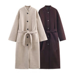 Long Belted Elegant Coat For Women
