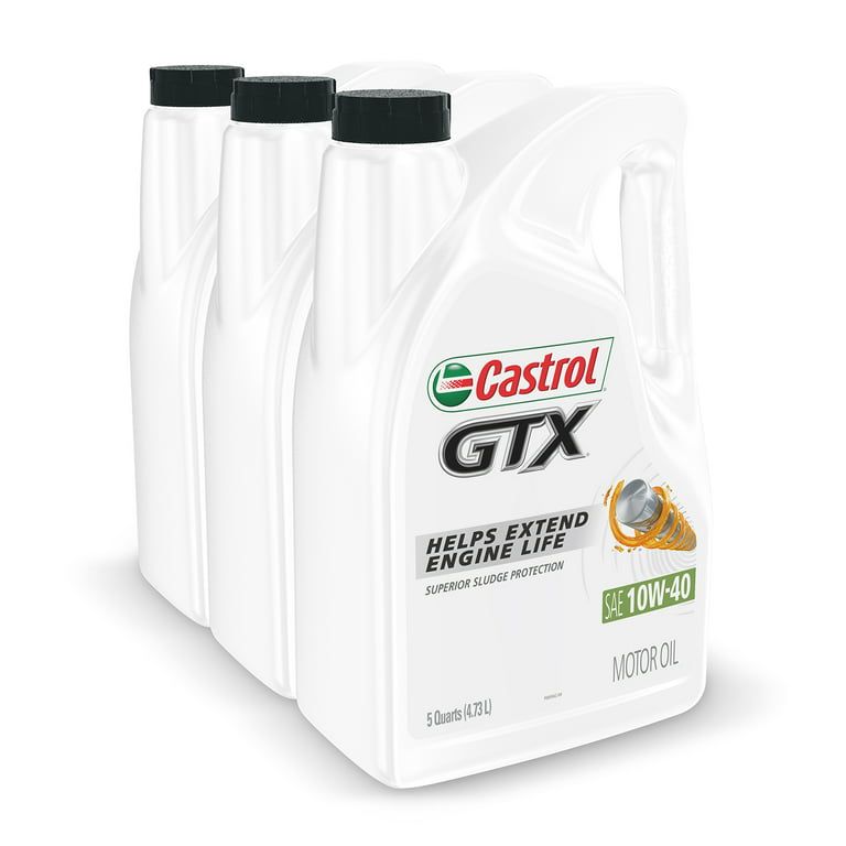Castrol GTX 10W-40 Conventional Motor Oil, 5 Quarts, Case of 3
