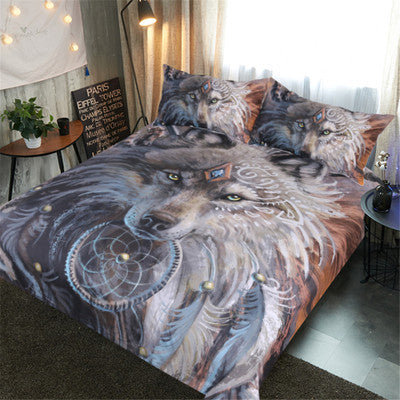 3D Digital Printing Wolf Tribe Warrior Duvet Cover Set Pi-Mart