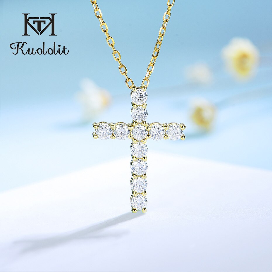 Moissanite Cross Pendants For Women Pi-Mart