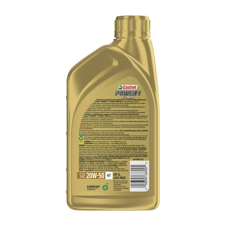 Castrol Power1 V-Twin 4T 20W-50 Full Synthetic Motorcycle Oil, 1 Quart EasyOptionXY LLC