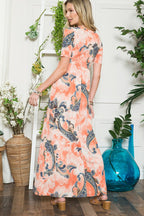 Celeste Paisley Print Short Sleeve Maxi Dress with Pockets Effortlessly Stylish, Fluttering, Comfortable, and Versatile with Pockets for Added Convenience Stevvex