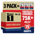 Mobil 1 High Mileage Full Synthetic Motor Oil 5W-30, 5 qt (3 Pack) EasyOptionXY LLC