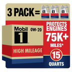Mobil 1 High Mileage Full Synthetic Motor Oil 0W-20, 5 qt (3 Pack) EasyOptionXY LLC