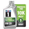 Mobil 1 Advanced Fuel Economy Full Synthetic Motor Oil 0W-20, 1 quart