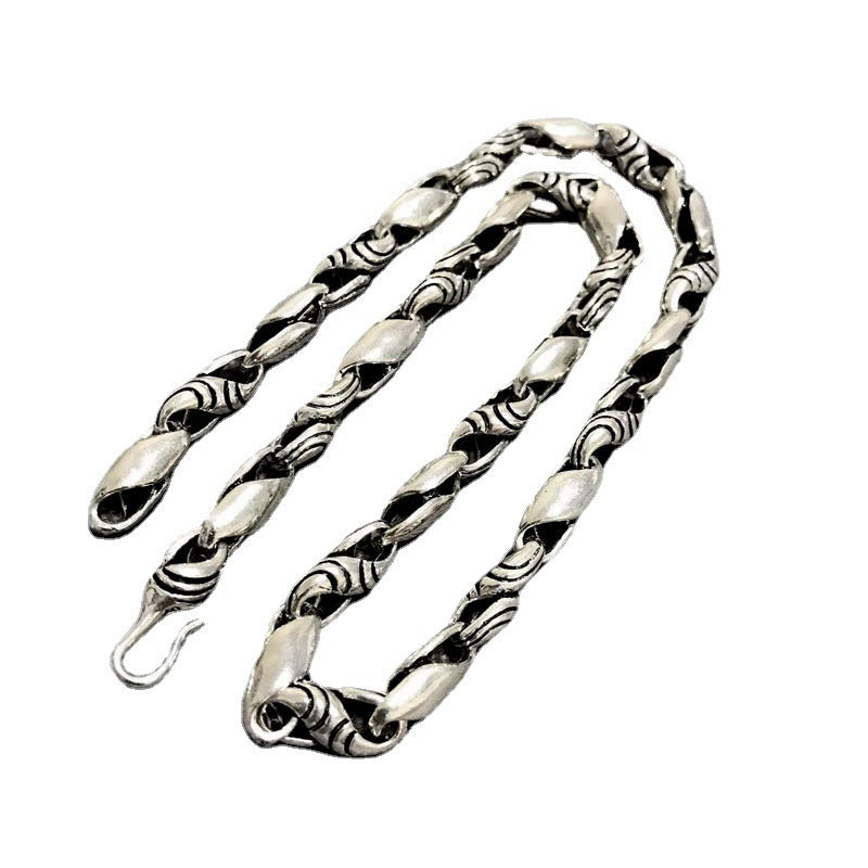 Men's Personality Punk Striped Sterling Silver Necklace Pi-Mart