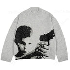 Japanese Punk Print Sweater Pi-Mart