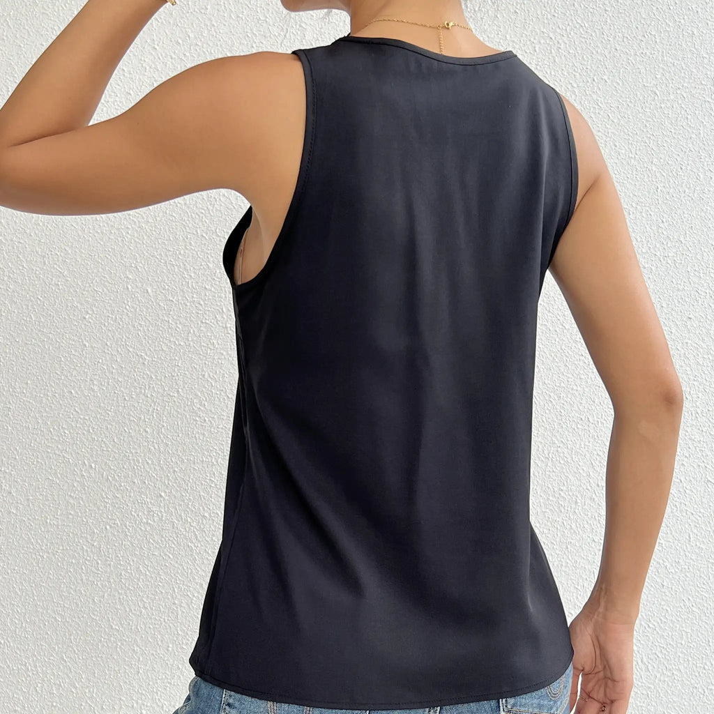 Women's V-neck Lace Patchwork Casual Vacation Daily Vest Top - SJB-DIAMOND ELITES