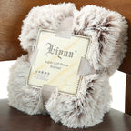 Luxury French-Style Plush Faux Fur Throw Blanket - Versatile Decorative Soft Polyester Bed, Sofa, and Car Blanket - All-Season Woven Cozy Cover for Home and Office Napping - 1pc Dual-Tone Long Pile