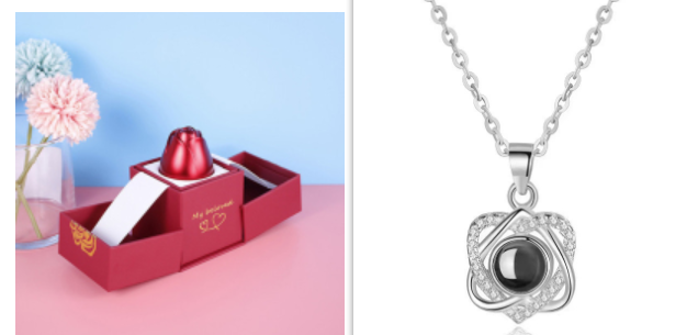 Hot Valentine's Day Gifts Metal Rose Jewelry Gift Box Necklace For Wedding Girlfriend Necklace Gifts Pi-Mart