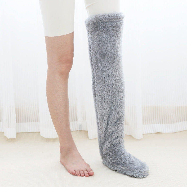 Over Knee High Fuzzy Long Socks Winter Warm Cold Leg Knee Joint Cold-proof Stockings Home Floor Sleeping Socks Pi-Mart