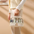 Transparent double layers cosmetic bag, travel large-capacity portable storage bag, PVC waterproof handbag cosmetic toilet bag, transparent makeup purse,Makeup bag with compartments, - SJB-DIAMOND ELITES