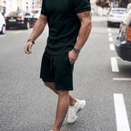 Men's Outfit, Solid Casual Crew Neck Short Sleeve T-Shirt & Drawstring Shorts 2-piece Set For Summer Outdoor Activities Lootquake LLC