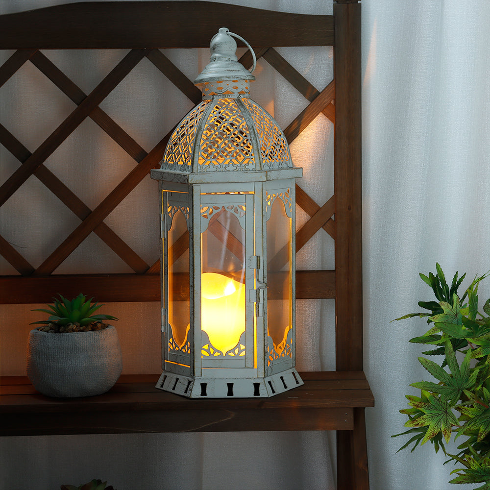 15''H Outdoor Candle Lanterns Vintage Metal Candle Holder Lootquake LLC
