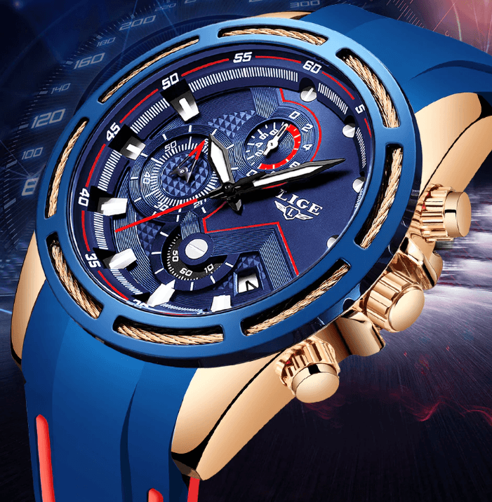 Men's Waterproof Modern Watch With Rubber Straps Multifunction Watches Unique Design Perfect Gift Stevvex
