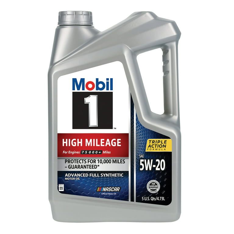 Mobil 1 High Mileage Full Synthetic Motor Oil 5W-20, 5 qt (3 Pack)