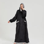 1pc Simple Solid Color Fleece Lazy Person Hooded Blanket Can Be Worn