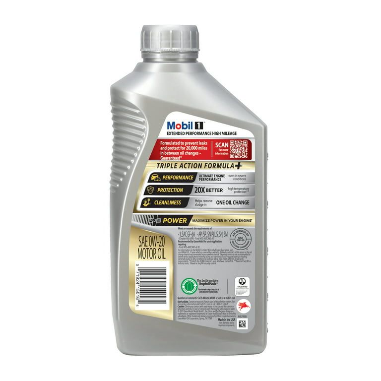 Mobil 1 Extended Performance High Mileage Full Synthetic Motor Oil 0W-20, 1 qt EasyOptionXY LLC