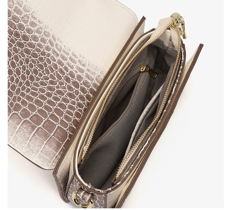 2025 Gradual Change Snakeskin Pattern Small Square Bag Fashionable Atmosphere Physical Women's Bag Buckle Tide Messenger Bag CR21080304 - SJB-DIAMOND ELITES
