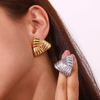 18K Gold Triangular Stud Earrings Ins Fashion Niche Style Retro Earrings For Women Jewelry Pi-Mart