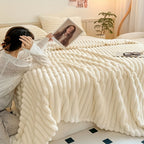 1pc Cozy Double-Sided 3D Rabbit Hair Blanket - Soft, Warm, and Fuzzy for Snuggling Up - Perfect for Office, Outdoor Camping, Sofa, and Gift Giving Lootquake LLC