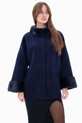 Genuine Mink Fur Virgin Wool Coat - SJB-DIAMOND ELITES