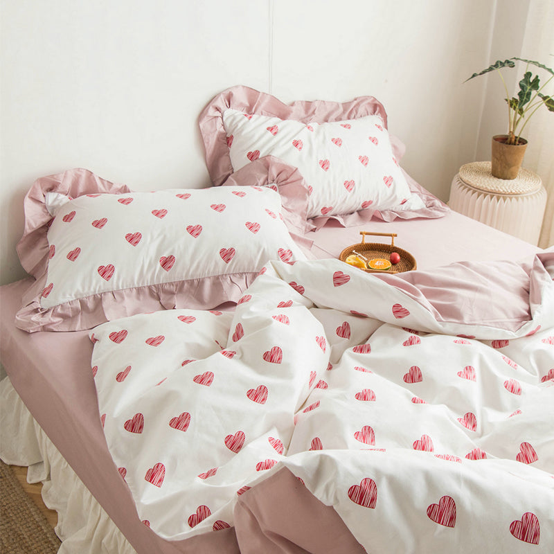 Korean  Love Quilt Cover Sheet Small  Four-piece Set Pi-Mart