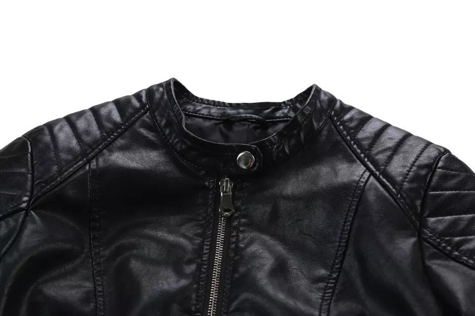 PU leather motorcycle leather jacket Pi-Mart