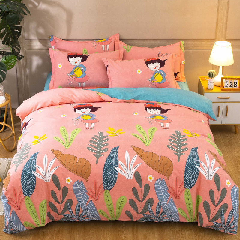 Cotton Winter Linen Quilt Cover Bedding Set Pi-Mart