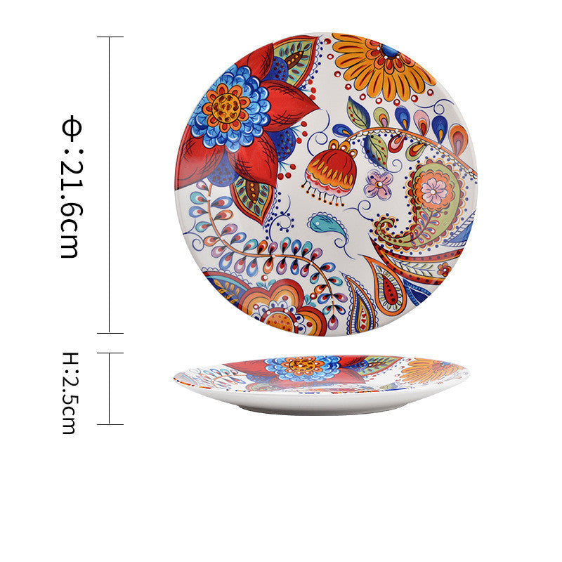 Underglaze Ceramic Tableware Bohemian Household Dishes Pi-Mart