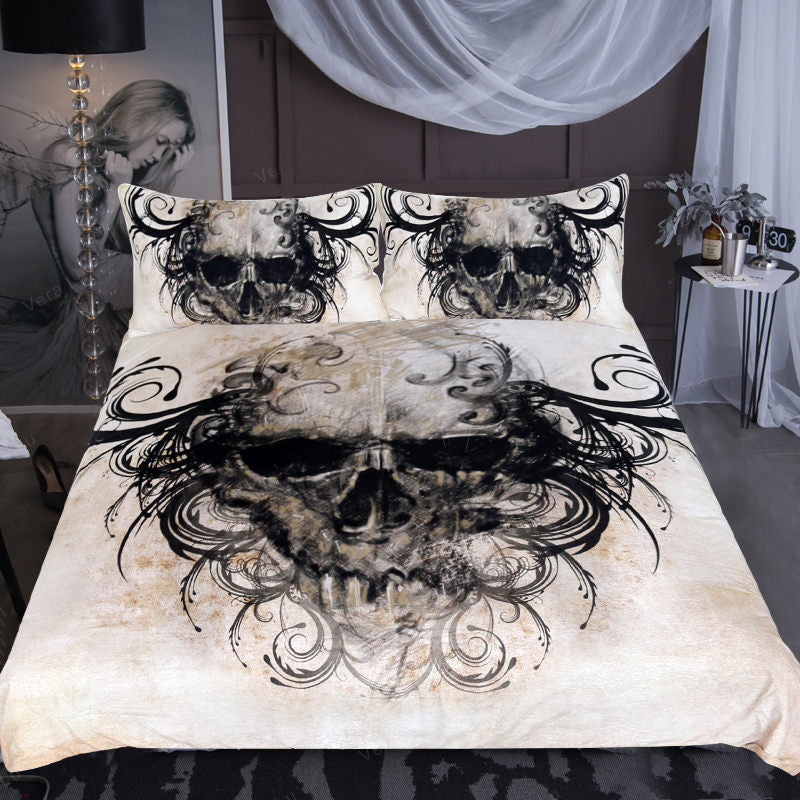 Black hair head quilt cover three-piece bedding set Pi-Mart