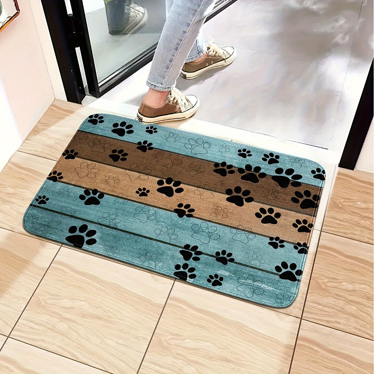 1pc Ultra-Absorbent Dog Paw Prints Doormat - Stylish Entrance Rug for Muddy Paws, Quick Drying, Non-slip Sleeping Blanket, Perfect for Busy Pet Homes Lootquake LLC