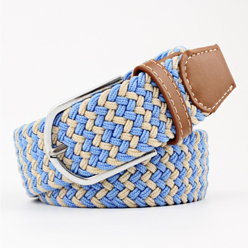 Women's Canvas Belt Student Pants Casual Stretch Braided Needle Buckle Pi-Mart