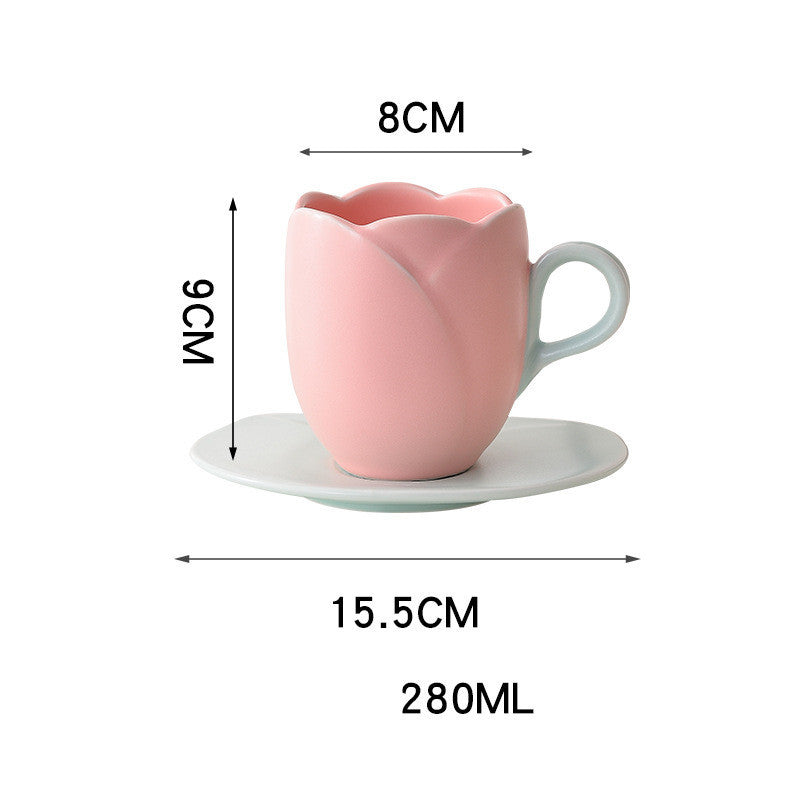 Ins Retro Tulip Coffee Cup And Saucer Set Pi-Mart