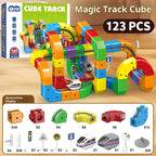 Electric Train Track Building Blocks - Assembled Cube Track Toy Set for Kids Ages 4-6 (51, 81, 123 PCs) Pi-Mart
