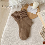 Ins Knitted Socks Winter Warm Thickened Solid Loop Socks High Ribbed Sweat-absorbent Floor Sock Pi-Mart