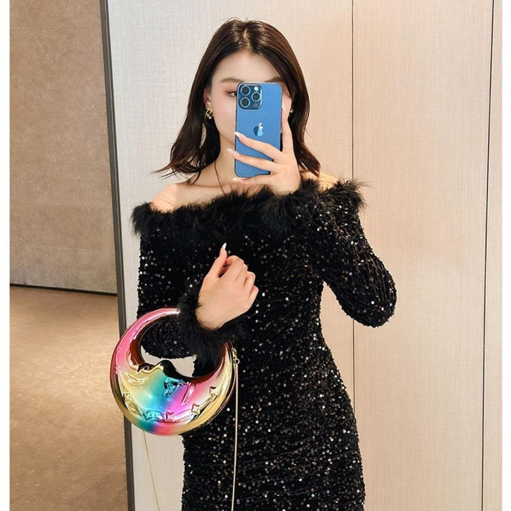 Party Decoration Evening Bag Evening Purse Clutch Purse Acrylic  Dinner Bag Casual Versatile Chain Bag - SJB-DIAMOND ELITES