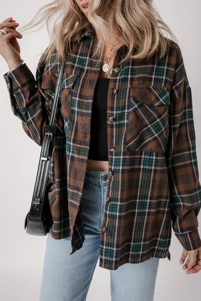Timeless Women's Classic Plaid Button-Up Long Sleeve Jacket – Lightweight & Stylish Cotton-Blend Outerwear Stevvex