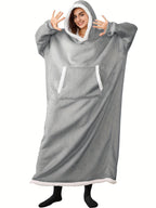 Women's Casual Lounge Robe - Plus Size Sherpa Fleece Hooded Extra Long Warm Oversized Wearable Blanket With Pockets - For Women - Perfect for Cozy Nights & Relaxation - Ideal Gift for Birthday & Holidays