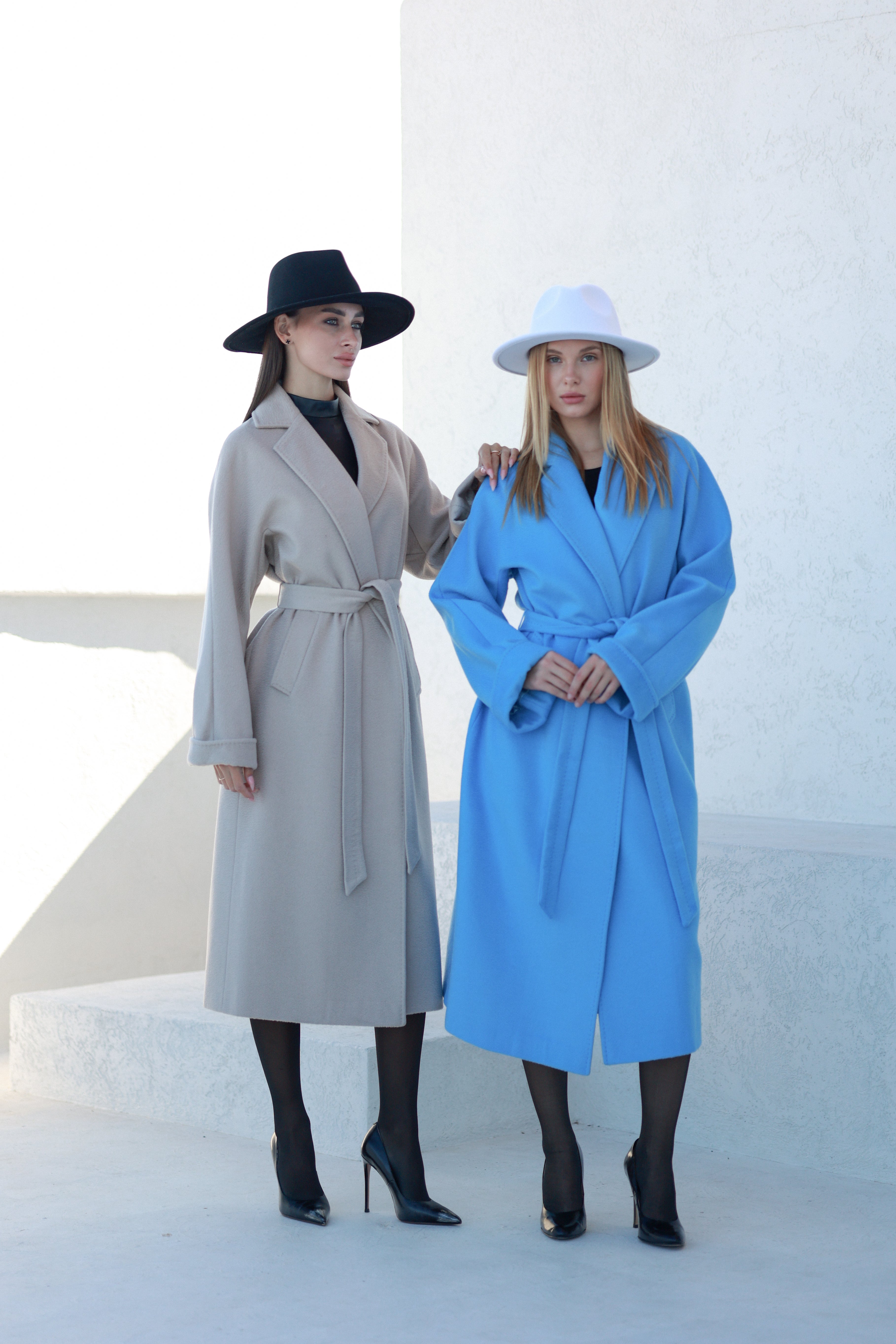 Classic Brushed Cashmere Wool Blend Overcoat in Beige