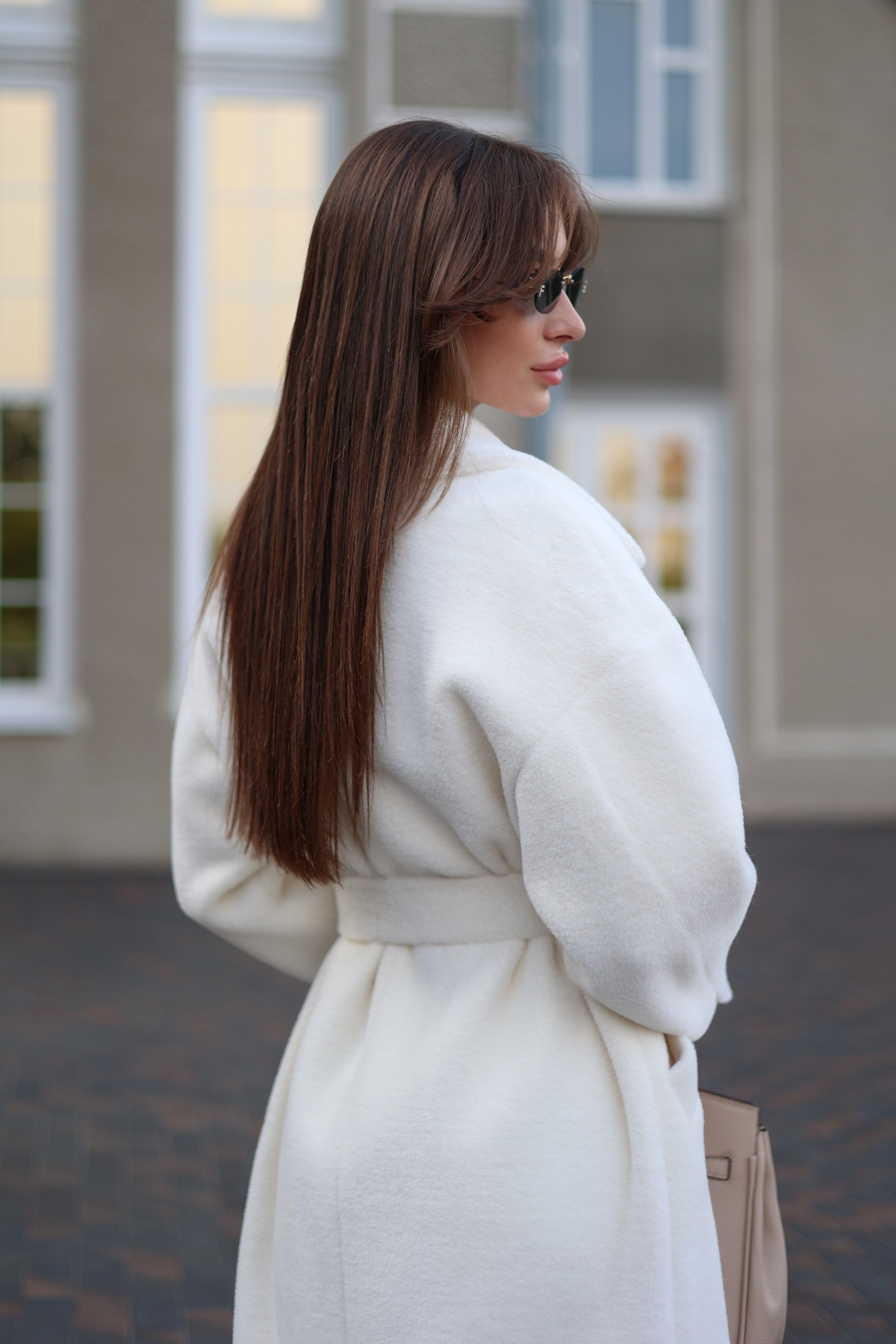 Eco Fur Wool Blend Coat in White - SJB-DIAMOND ELITES