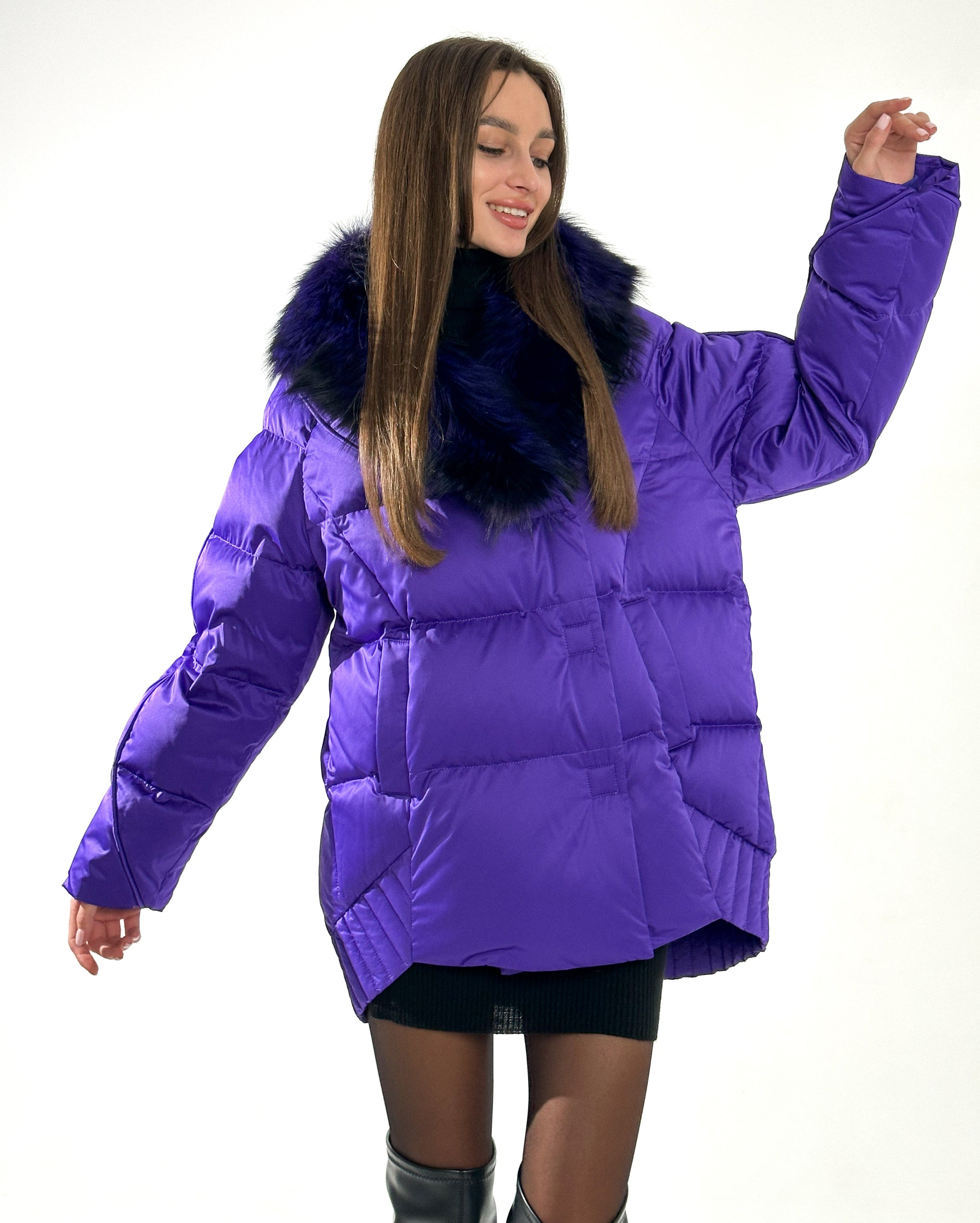 Genuine Silver Fox Premium Down Fill Coat - SJB-DIAMOND ELITES