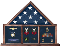 Flag and Memorabilia, Flag Shadow Box, Combination Flag Medal The Military Gift Store