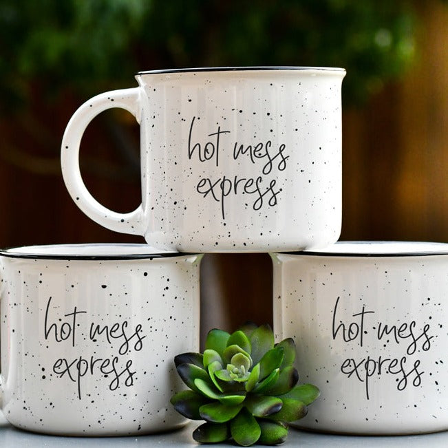 Hot Mess Express Oversized Campfire Mug Black Rim Limited Edition, Double-Sided BandsCo Straps