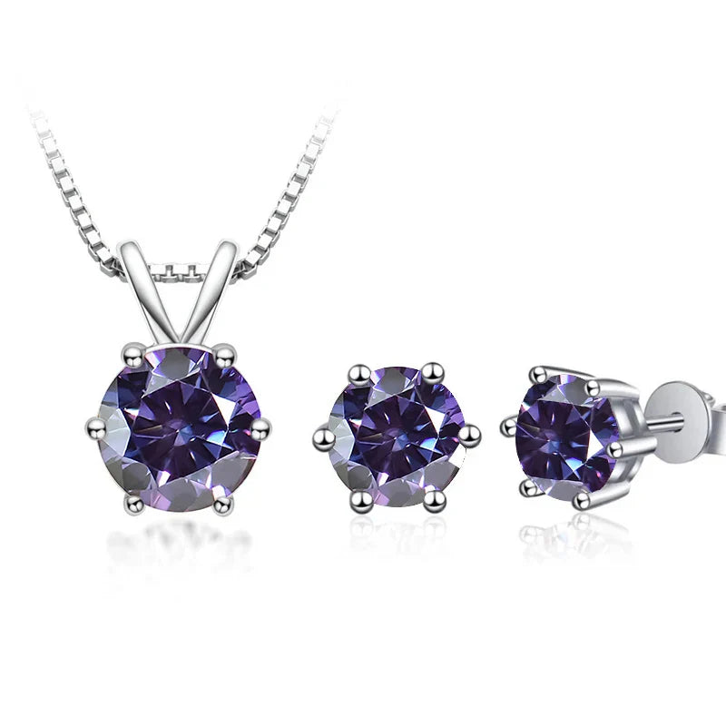 3Ct Moissanite Necklace Earrings Set 925 Sterling Silver GRA Cert Wedding BandsCo Straps
