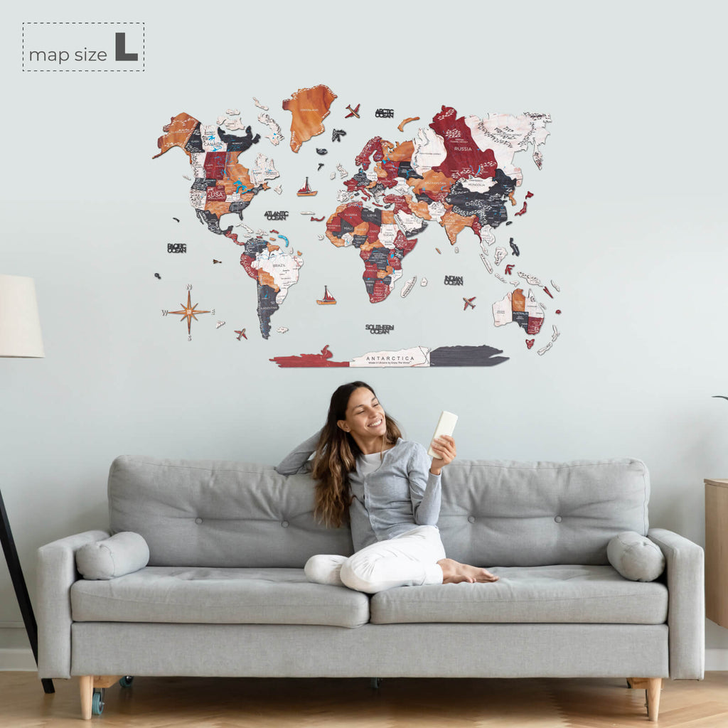 3D Wooden World Map Onyx - SJB-DIAMOND ELITES